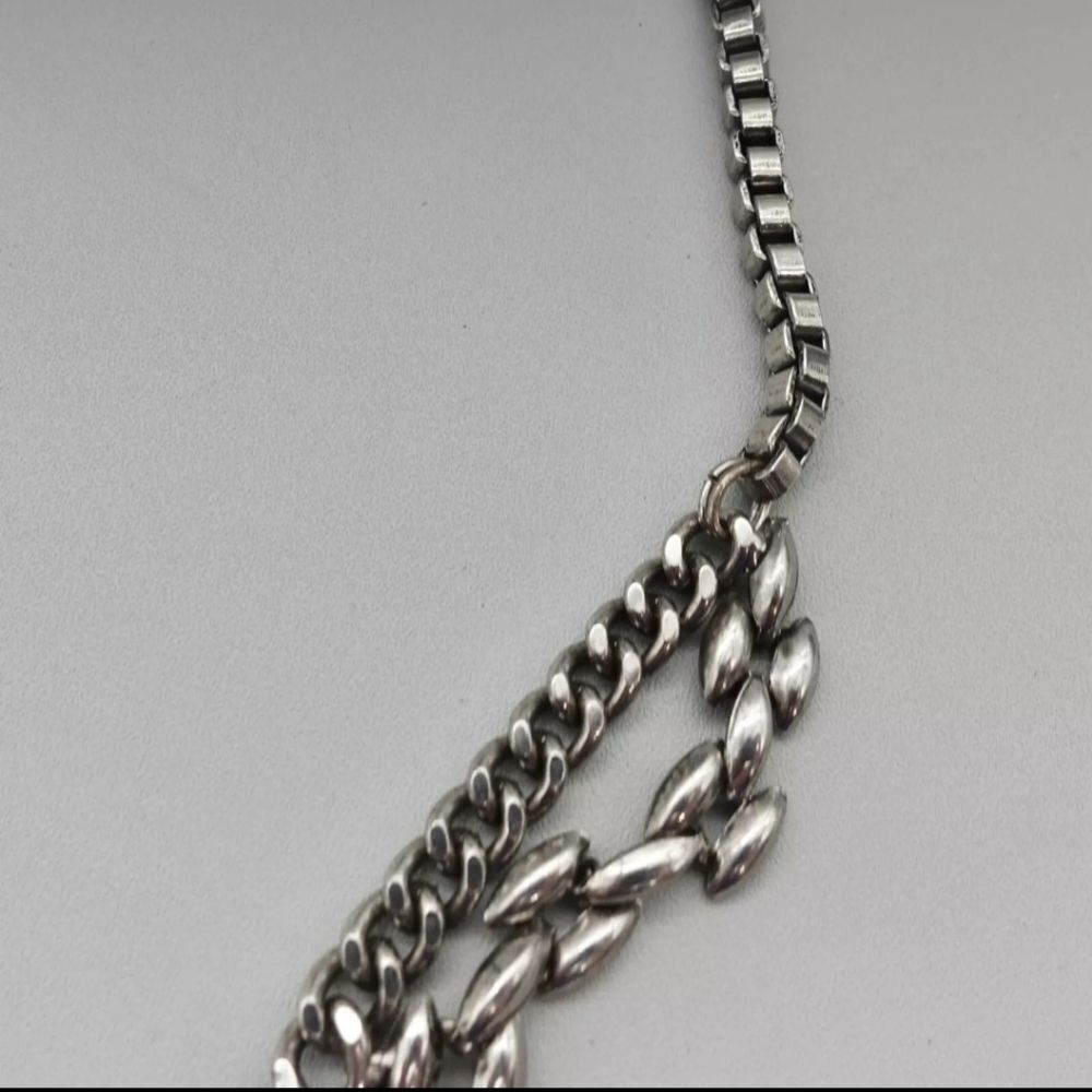 LOFT Necklace Statement Smokey Crystal Bib Pendant Gunmetal Chains 16 Inch - Picture 7 of 8
